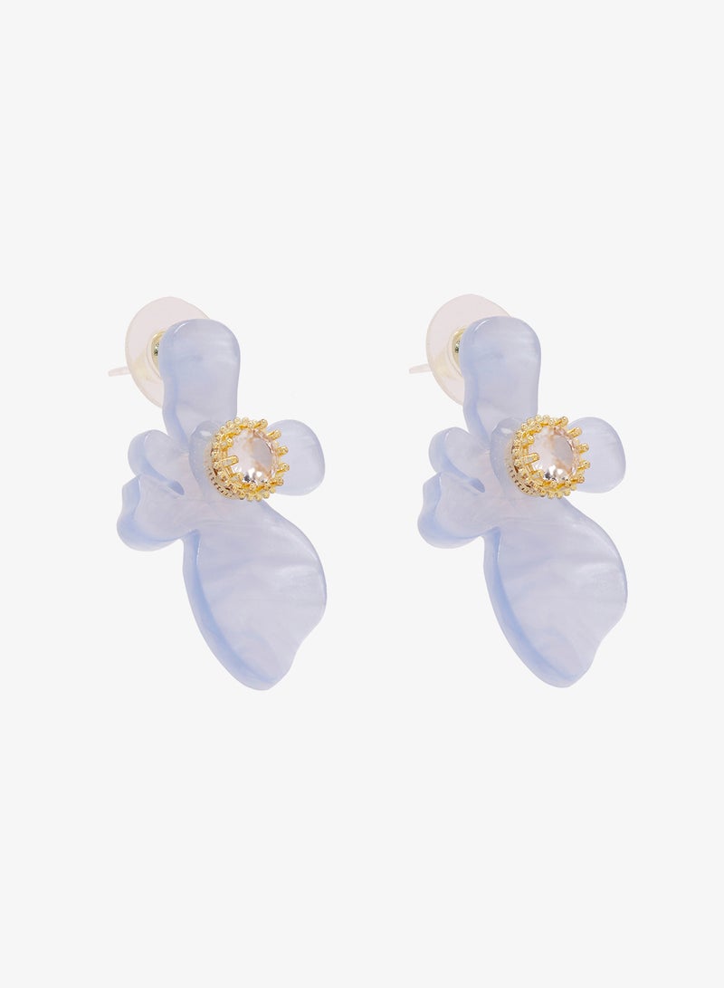 Ginger Floral Resin Detail Statement Earrings - Image 1