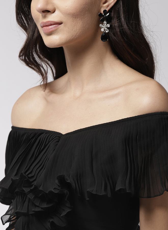 Mish Mish Off Shoulder Neck Plisse Detail Georgette Maxi Dress  - Image 2