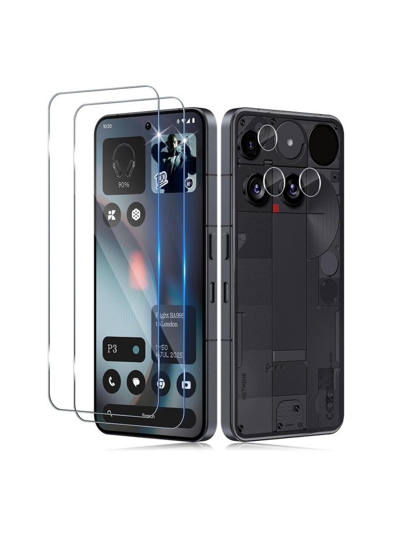 عام واقي شاشة متوافق مع Nothing Phone 3 2025 - 【2+2 قطعة】 واقي شاشة وعدسة كاميرا، زجاج مقوى 9H عالي الوضوح مقاوم للخدوش وخالٍ من الفقاعات - Image 1