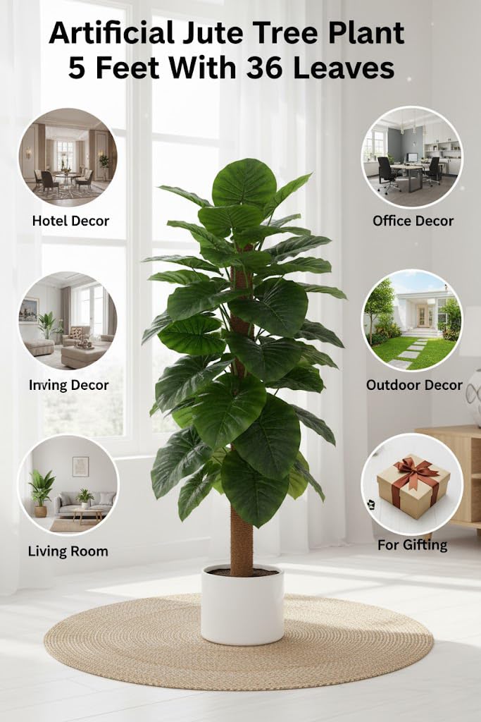 Kaykon Big Artificial Tree Money Plant Tree for Home Decor Without Pot - 5 Feet/60 inch - Image 2