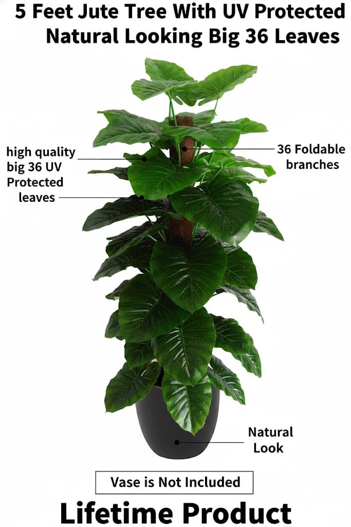 Kaykon Big Artificial Tree Money Plant Tree for Home Decor Without Pot - 5 Feet/60 inch - Image 3