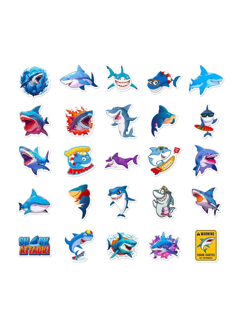 50 قطعة من ملصقات الديكور البلاستيكية المقاومة للماء والكرتونية البحرية لأجهزة الكمبيوتر المحمول وزجاجة لوح التزلج وخوذة الكمبيوتر المحمول وملصقات القرش الكرتونية وملصقات حيوانات المحيط للأطفال - Image 5
