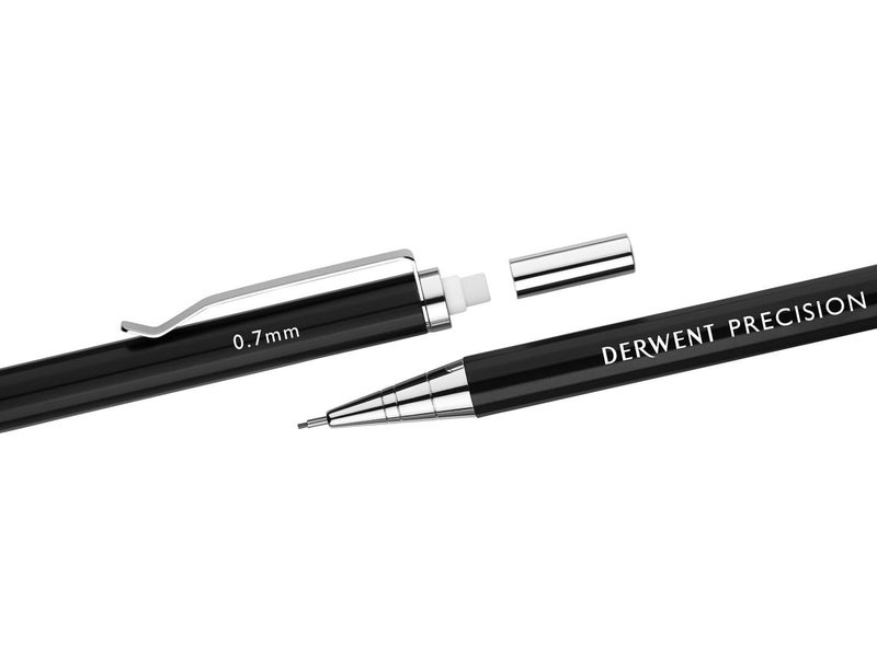 Derwent Precision Mechanical Pencil 0.7 Mm With Hb Leads And Erasers|Black - Image 3