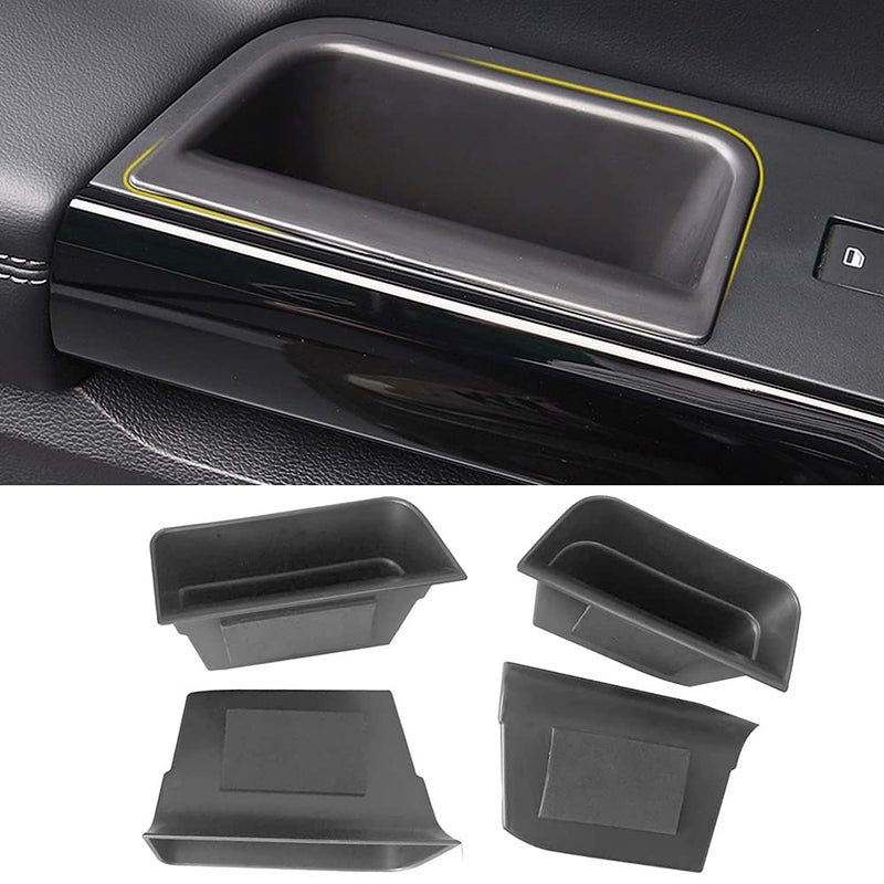 Vesul 4PCS Door Grab Tray Door Organizer Compatible with Ford Explorer 2020 2021 2022 2023 2024 2025 Armrest Phone Container Handle Insert ABS Tray Storage Box Glove Pallet