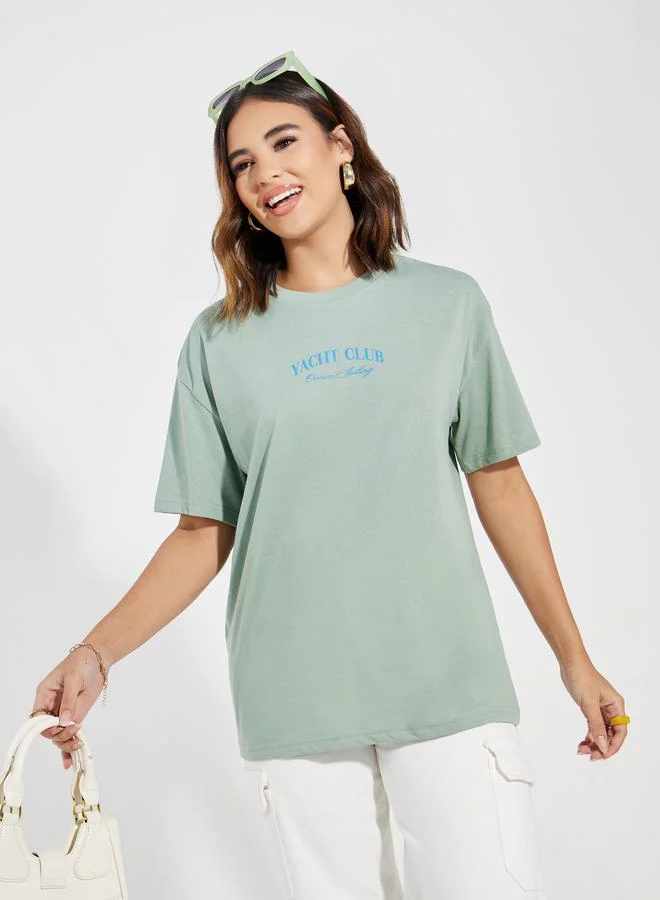 Styli Oversized Yacht Club Graphic Short Sleeves T-Shirt