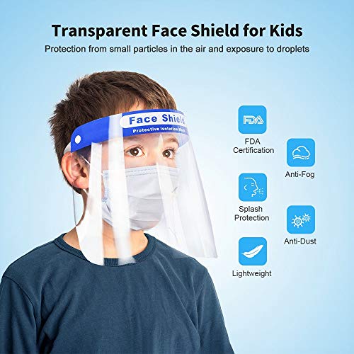 Sable Kids Safety Face Shield 10 Pack - Reusable, Adjustable, Transparent, Full Face Cover, Anti-Saliva, Windproof, Dustproof, Eyes and Face Protection - Image 2