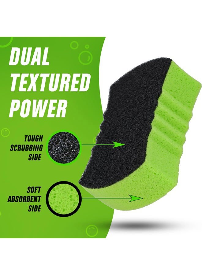 Grip Clean Car Wash Sponge - Dual Textured Design, Bug Scrubbing Side & Soft Sea Sponge Foam. Expanding Foam Holds Soap. Car Cleaning Supplies & Car Accessories for Car Wash Bucket - 2 Pack - Image 2