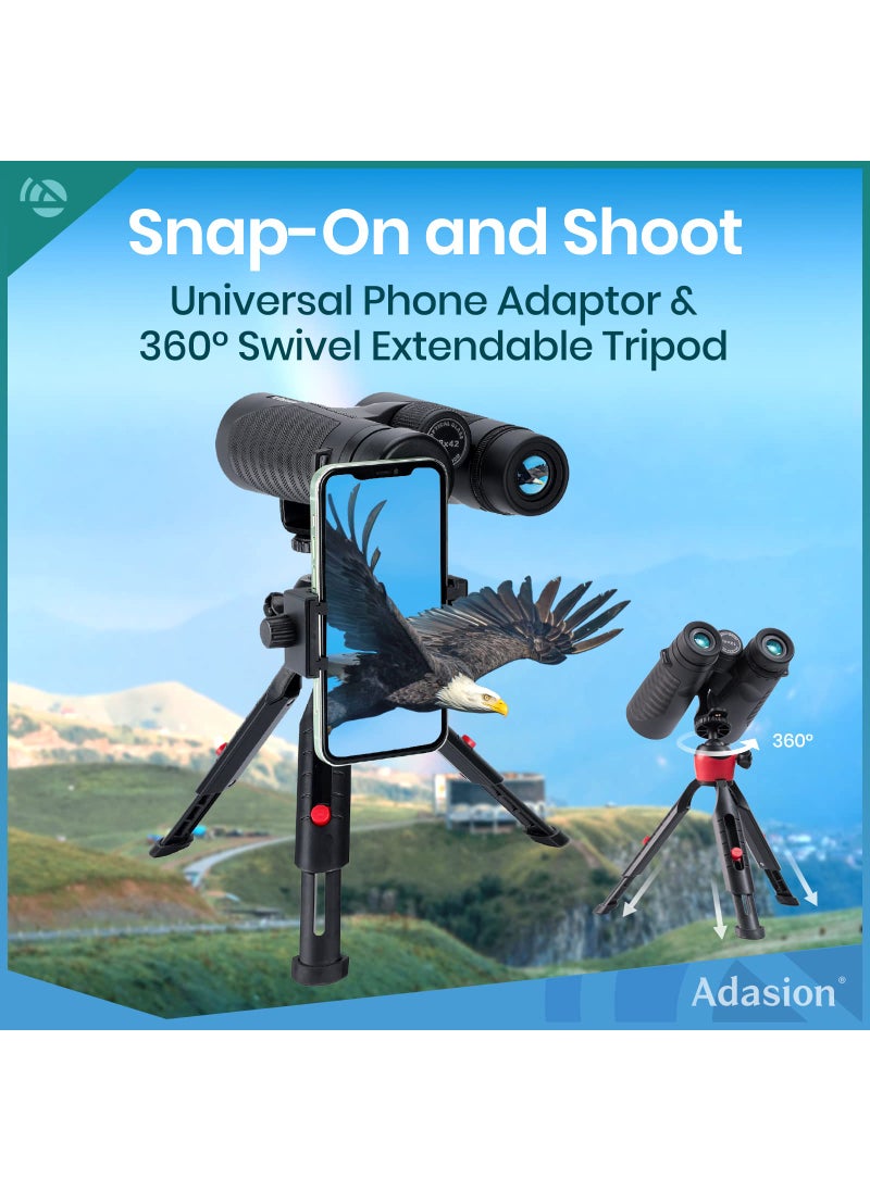 Adasion 12x42 HD Binoculars for Adults High Powered with Phone Adapter and Tripod, Super Bright BAK4 Prism Waterproof Binoculars for Bird Watching Hunting Hiking Safari Travel Sports  - Image 4