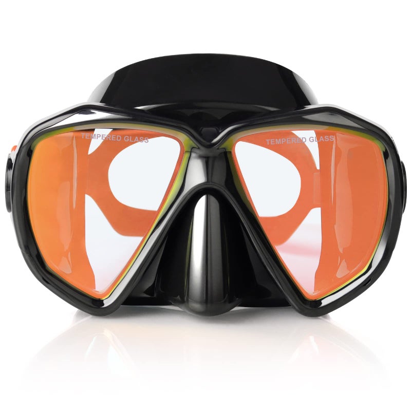 EXP VISION Snorkel Diving Mask Panoramic HD Swim Mask, Anti-Fog Scuba Diving Goggles,Tempered Glass Dive Mask Adult Youth Swim Goggles with Nose Cover for Diving, Snorkeling, Swimming (Black Frame-Red Lens) - Image 1