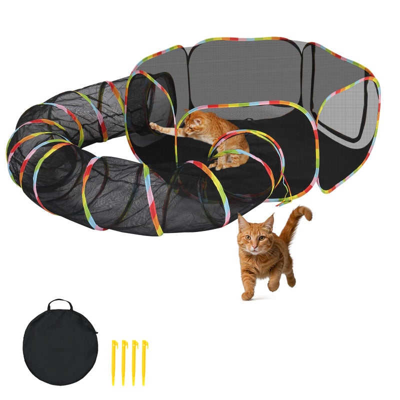 VINGLI Cat Tunnel Tube Toys 2 Way Collapsible, Pet Tunnels for Indoor Outdoor, Catio, Outdoor Cat Enclosure, Puppy, Kitty, Kitten, Rabbit - Image 1