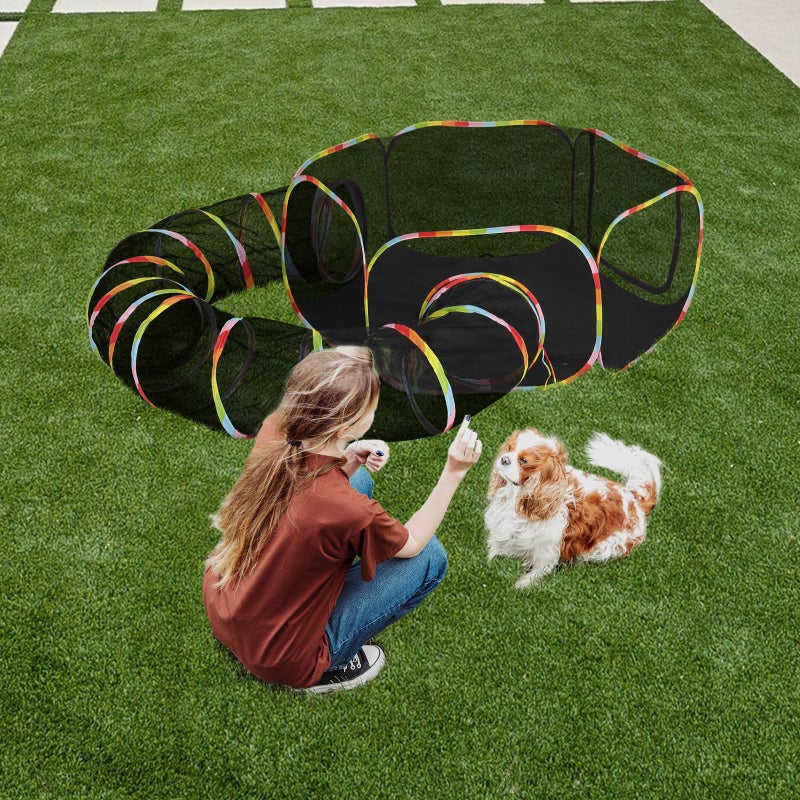 VINGLI Cat Tunnel Tube Toys 2 Way Collapsible, Pet Tunnels for Indoor Outdoor, Catio, Outdoor Cat Enclosure, Puppy, Kitty, Kitten, Rabbit - Image 3