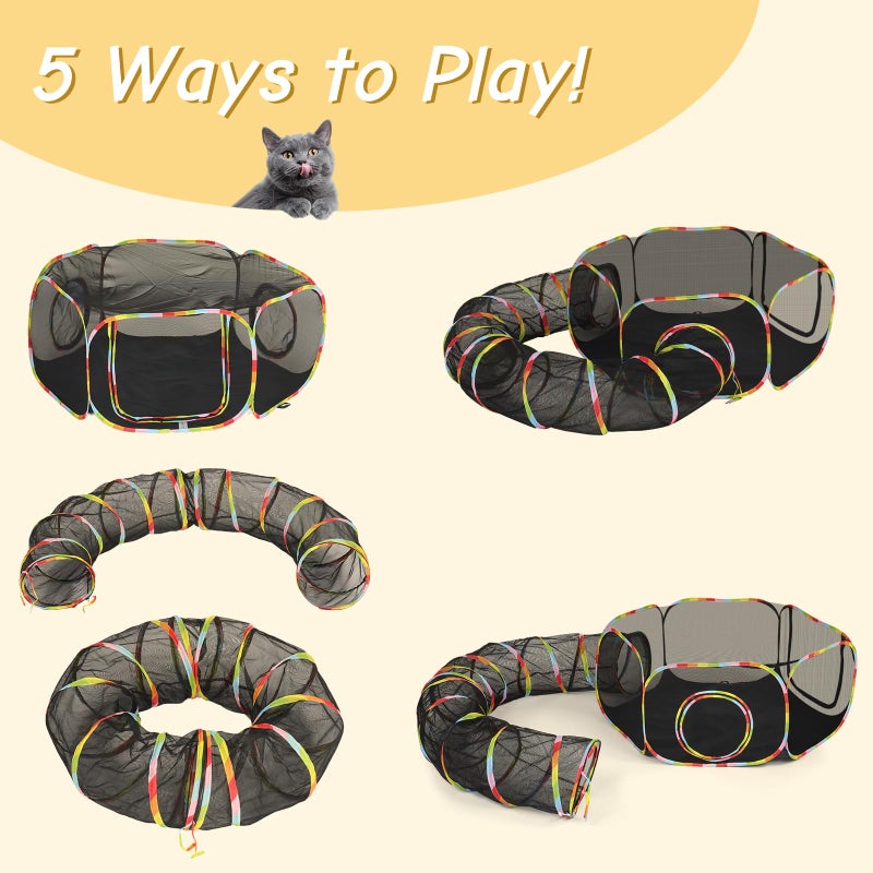 VINGLI Cat Tunnel Tube Toys 2 Way Collapsible, Pet Tunnels for Indoor Outdoor, Catio, Outdoor Cat Enclosure, Puppy, Kitty, Kitten, Rabbit - Image 4
