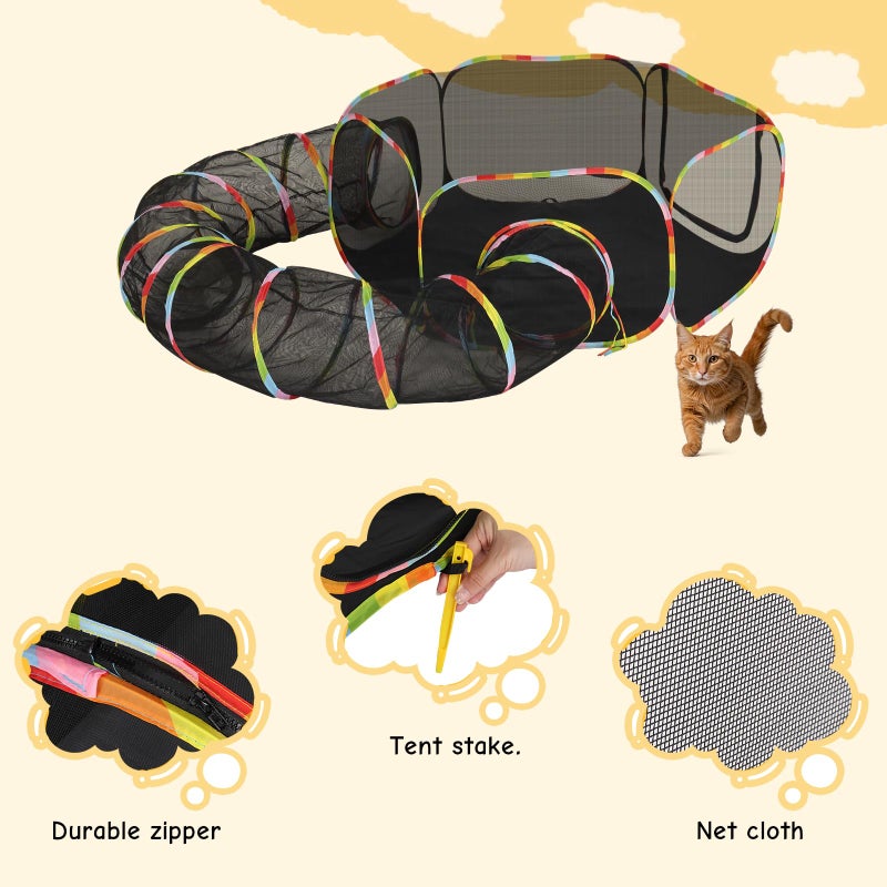 VINGLI Cat Tunnel Tube Toys 2 Way Collapsible, Pet Tunnels for Indoor Outdoor, Catio, Outdoor Cat Enclosure, Puppy, Kitty, Kitten, Rabbit - Image 5