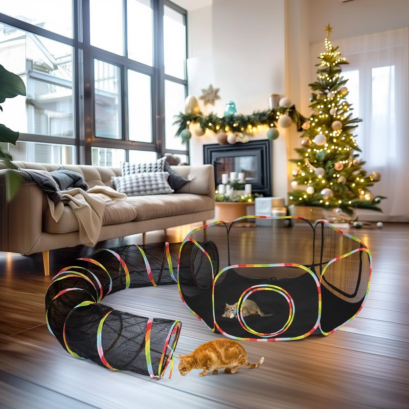 VINGLI Cat Tunnel Tube Toys 2 Way Collapsible, Pet Tunnels for Indoor Outdoor, Catio, Outdoor Cat Enclosure, Puppy, Kitty, Kitten, Rabbit - Image 2