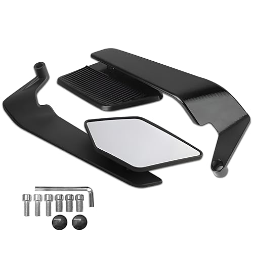 Mikanix Motorcycle Stealth Wing Design Handlebar Rear View Side Mirrors 180° Adjustable Angle Universal for All Bikes & Scooters - Image 1