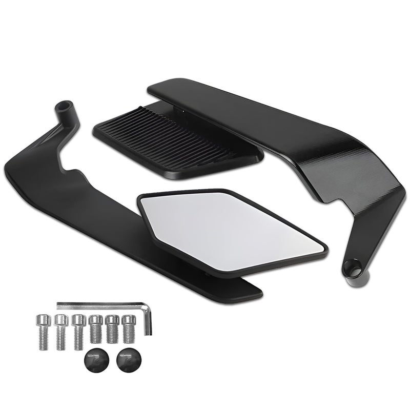 Mikanix Motorcycle Stealth Wing Design Handlebar Rear View Side Mirrors 180° Adjustable Angle Universal for All Bikes & Scooters - Image 5