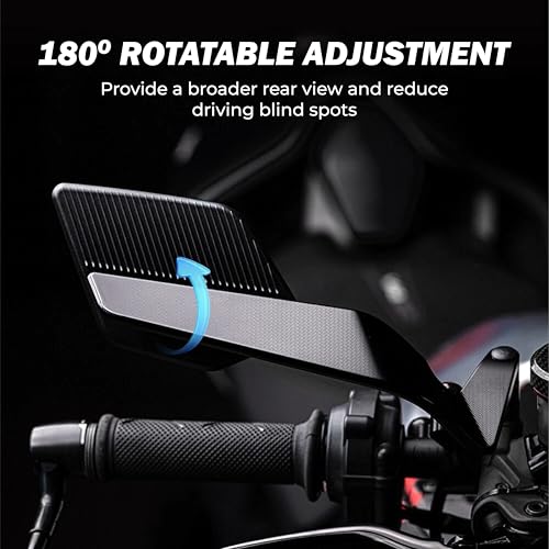 Mikanix Motorcycle Stealth Wing Design Handlebar Rear View Side Mirrors 180° Adjustable Angle Universal for All Bikes & Scooters - Image 3