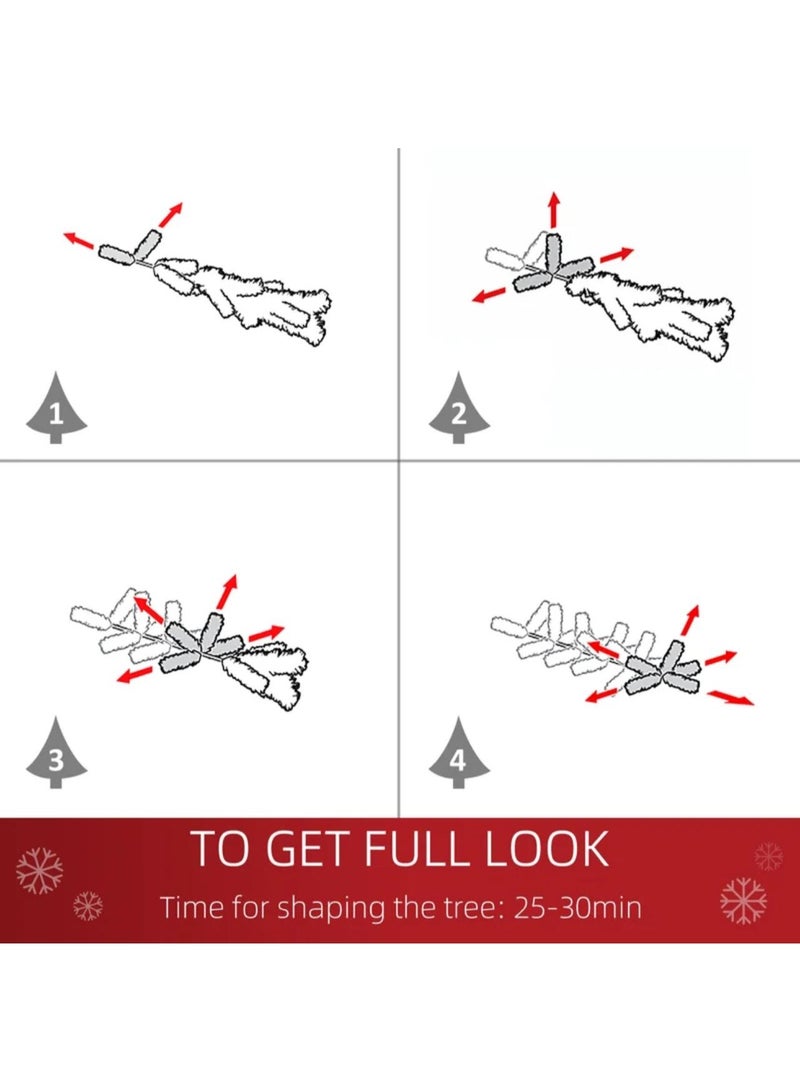 Mado Gallery Artificial Green Christmas Tree 1.2m To 2.1m, Prelit 40m Warm Lights (Plug-in & Battery), Mixed Branches, Foldable Stand, Indoor/Outdoor Holiday Décor-150cm - Image 5