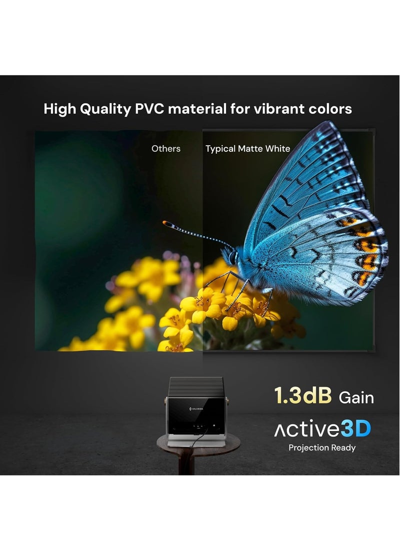 فاليريون شاشة جهاز عرض بإطار ثابت مقاس 100 بوصة، كسب 1.3 ديسيبل، تحسين جودة الصورة بنسبة 80%، دقة 4K/8K فائقة الوضوح، متوافقة مع أجهزة العرض ذات الإسقاط الطويل والقصير والقصير جداً - Image 2