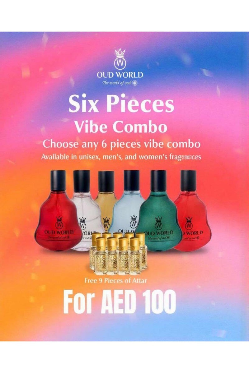 Oud World Vibe Combo Perfume | Long Lasting | 6 Pieces Combo | 9 Piece Of Attar | 50ml Each Perfume - Image 2