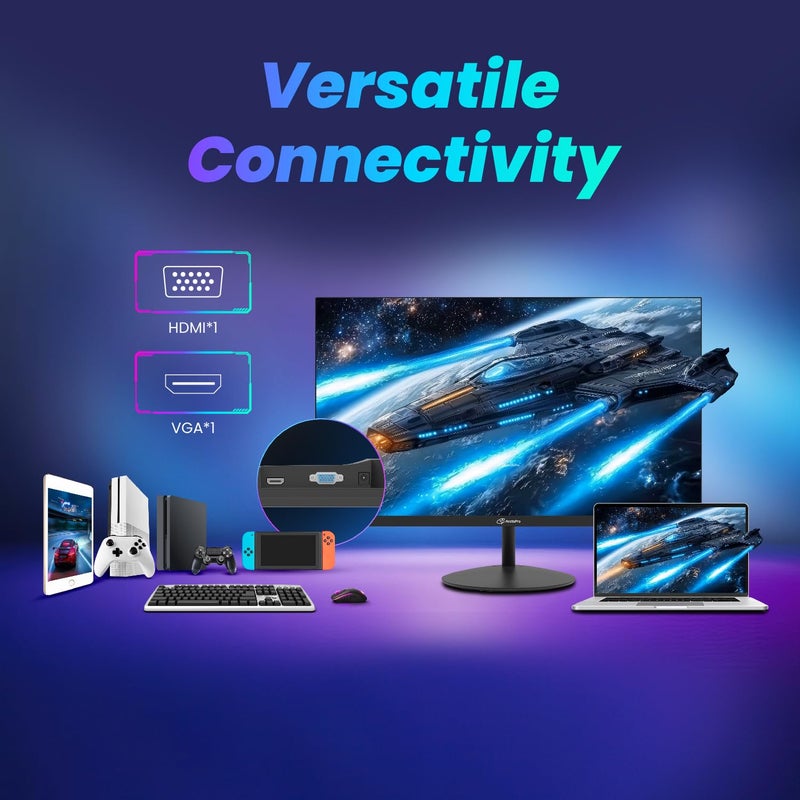 ArcticPro 22 inch 100Hz Monitor, Full HD (1920 x 1080p) Computer Monitor, 105% sRGB, 3000:1 Contrast, 3-Sided Frameless, Ultra Slim, VESA, LowBlue Mode, Tilt Adjust, HDMI *1, VGA*1 - Image 4