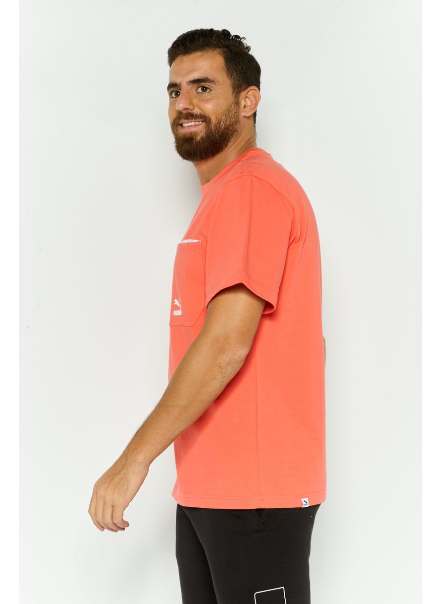 PUMA Men Sportswear Fit Short Sleeves Outdoor T-Shirt, Coral  - Image 2