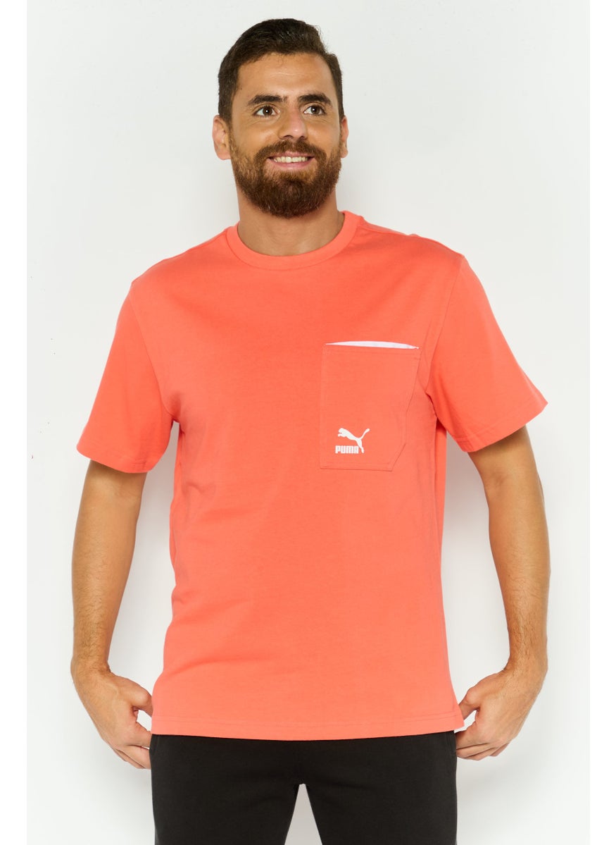 PUMA Men Sportswear Fit Short Sleeves Outdoor T-Shirt, Coral  - Image 1