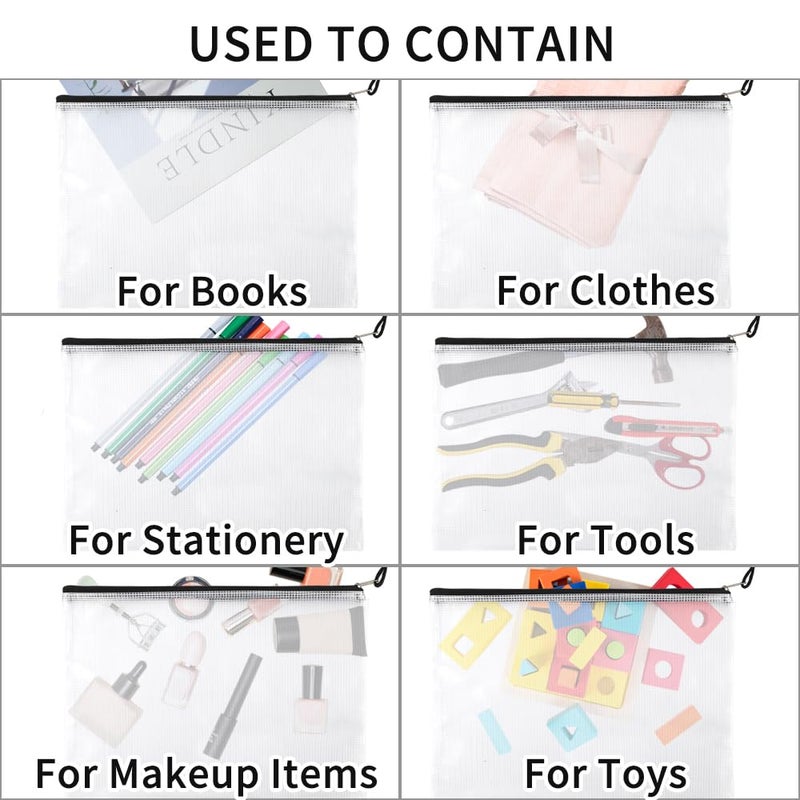 EOOUT EOOUT 24pcs Mesh Zipper Pouch Bags, Plastic Zipper Bag for Organizing 13.5x9.5 Inches Letter Size, A4 Size, for Office Supplies - Image 4