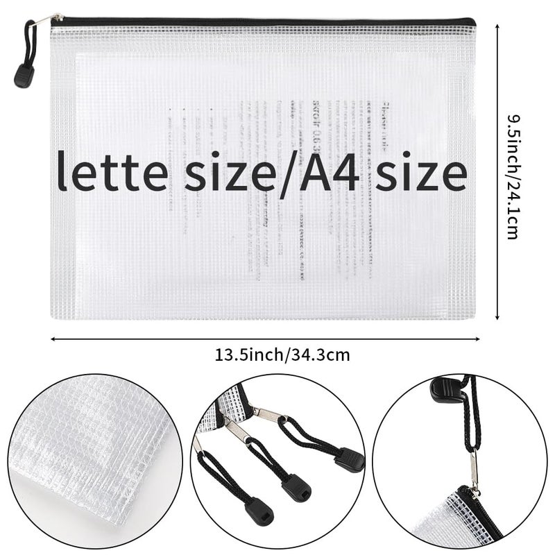 EOOUT EOOUT 24pcs Mesh Zipper Pouch Bags, Plastic Zipper Bag for Organizing 13.5x9.5 Inches Letter Size, A4 Size, for Office Supplies - Image 2