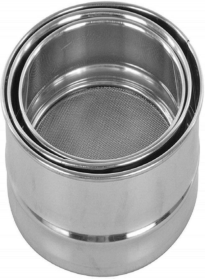 Bartan Star Set of 3 Stainless Steel Flour Chalni,Spices,Food Strainers,Atta Chalni with (12 pcs Stainless Steel Dinner Spoons) - Image 5