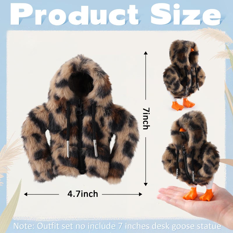 linastu 7inch Desk Goose Outfits, Mini Desktop Goose Clothes Desk Goose Accessories Set for Magnetic Gooses Statue (Leopard) - Image 2