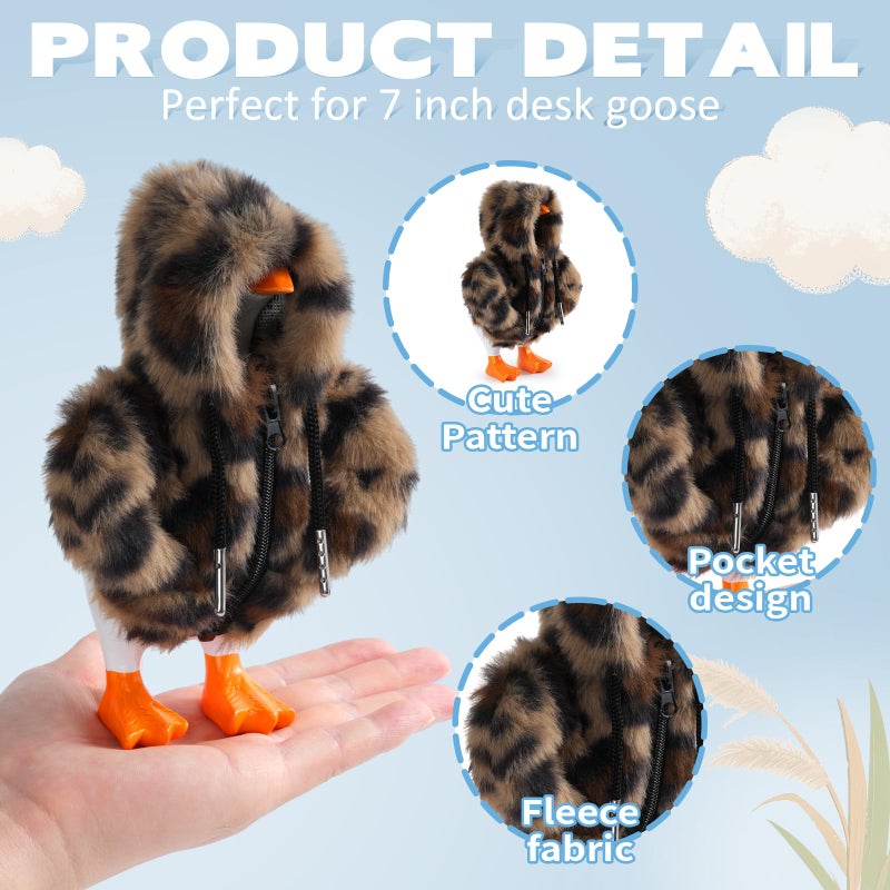 linastu 7inch Desk Goose Outfits, Mini Desktop Goose Clothes Desk Goose Accessories Set for Magnetic Gooses Statue (Leopard) - Image 3