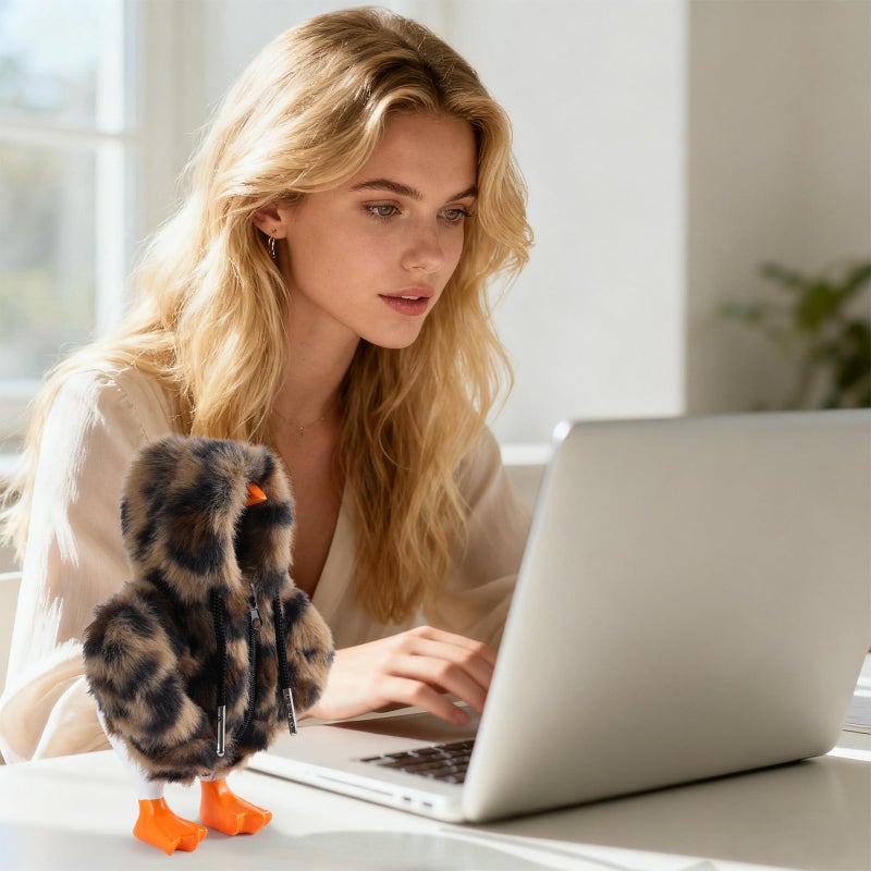 linastu 7inch Desk Goose Outfits, Mini Desktop Goose Clothes Desk Goose Accessories Set for Magnetic Gooses Statue (Leopard) - Image 4