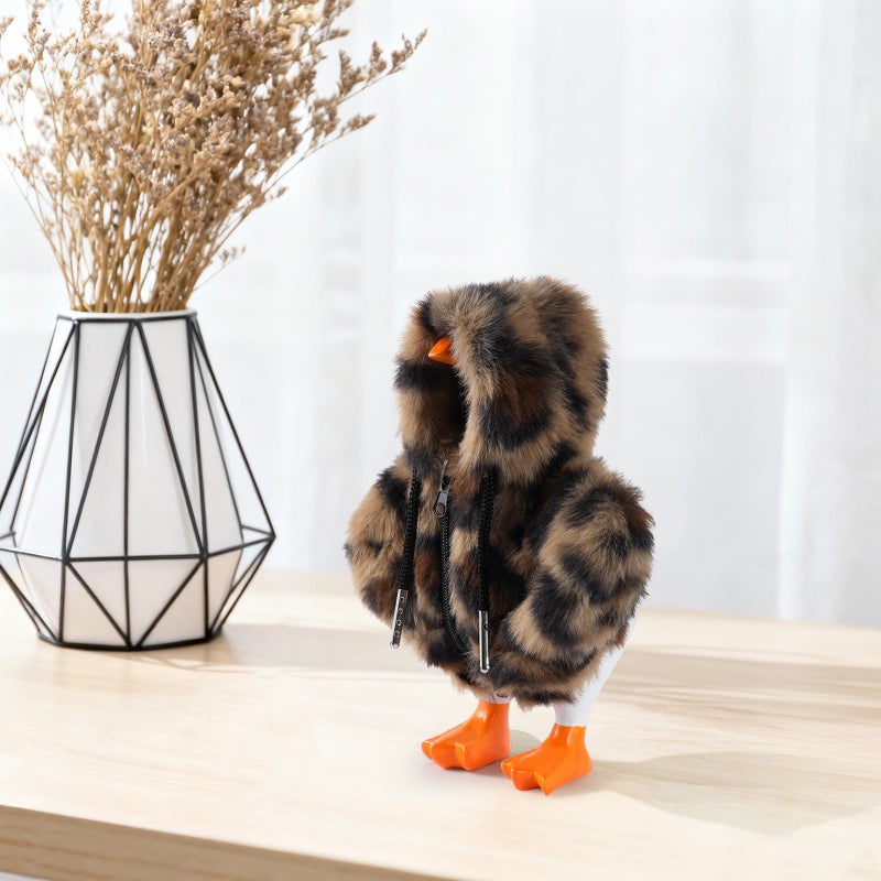 linastu 7inch Desk Goose Outfits, Mini Desktop Goose Clothes Desk Goose Accessories Set for Magnetic Gooses Statue (Leopard) - Image 5