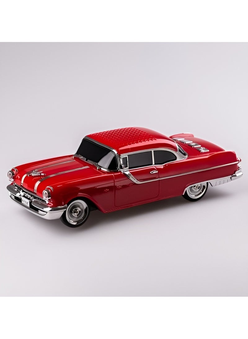 ويستر مكبر صوت بلوتوث على شكل سيارة عتيقة - مكبر صوت لاسلكي محمول ببطارية 1500 مللي أمبير في الساعة، مكبر صوت بلوتوث على شكل سيارة باللون الأحمر - Image 1