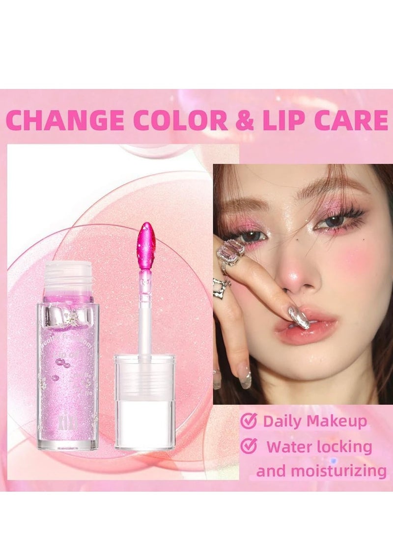 SYOSI 2PCS Color Changing Lip Oil Magic Cosmetics Gloss, Warm Change Moisturizing Soft Brush Long Lasting Nourishing Glow Non-sticky Primer Tint - Image 3