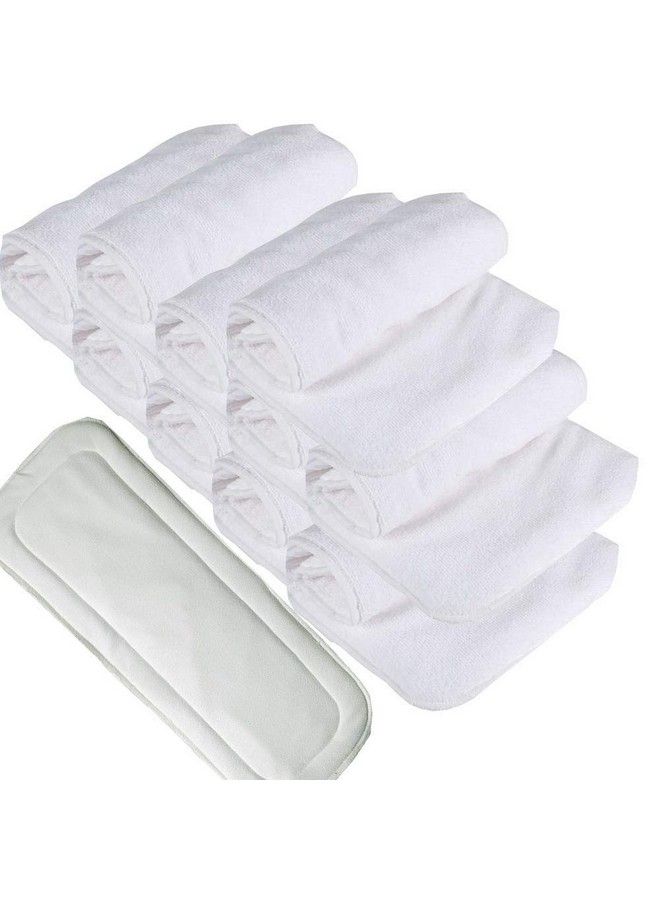 DOMENICO إدخالات حفاضات الأطفال العالمية القابلة لإعادة الاستخدام (عبوة من 11) حفاضات قماش قابلة للغسل للأطفال إدخالات خالية من الرطوبة للأطفال (وسادة إدخال من 5 طبقات لحفاضات القماش) بيضاء - Image 1