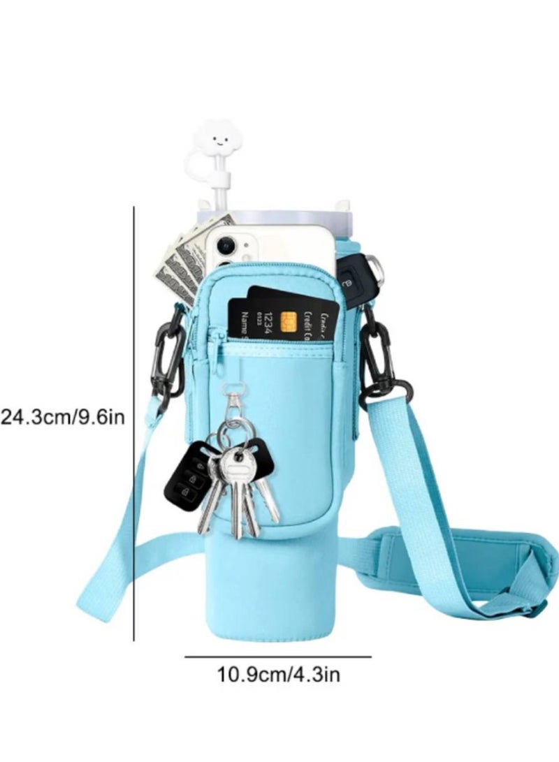 40oz(1200ml) Neoprene Water Bottle Carrier Bag For Stanley Quencher Cup Sleeve with Adjustable Shoulder Strap Water Bottle Holder Pouch  - Image 3