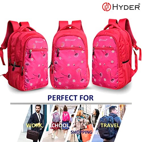 HYDER Floral 35L Latest Cute and Stylish School Bag for Girls - Perfect for School , College, Office and Tution Durable School bags for Kids And Women | Perfect Girls Bag (Pink) - Image 2