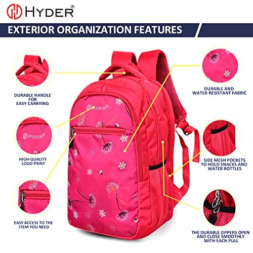 HYDER Floral 35L Latest Cute and Stylish School Bag for Girls - Perfect for School , College, Office and Tution Durable School bags for Kids And Women | Perfect Girls Bag (Pink) - Image 3