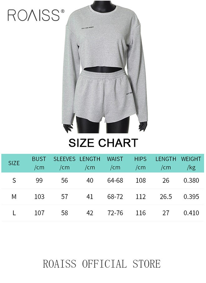 roaiss - Women 3 Piece Set Round Neck Pullover Long Sleeve Sweatshirt & Anti Exposure Camisole Tank Top & Shorts Classic and Timeless Solid Color Design Loose Fit to Enhance the Figure - Image 1
