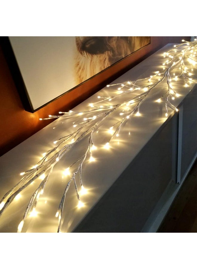 أس زي ميني ليد أضواء شجرة الصفصاف الساحرة من SZMiNiLED، هدية عيد الميلاد، 144 مصباح LED، شجيرات كروم مرنة DIY مع فروع مضاءة باللون الأبيض، شجيرات كروم صناعية متلألئة مضاءة بطول 7.9 قدم لتزيين الحائط وغرفة النوم وغرفة المعيشة (قطعة واحدة)  - Image 5
