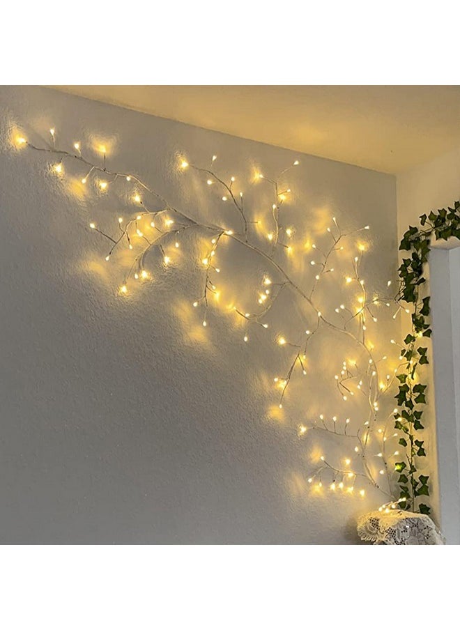 أس زي ميني ليد أضواء شجرة الصفصاف الساحرة من SZMiNiLED، هدية عيد الميلاد، 144 مصباح LED، شجيرات كروم مرنة DIY مع فروع مضاءة باللون الأبيض، شجيرات كروم صناعية متلألئة مضاءة بطول 7.9 قدم لتزيين الحائط وغرفة النوم وغرفة المعيشة (قطعة واحدة)  - Image 4