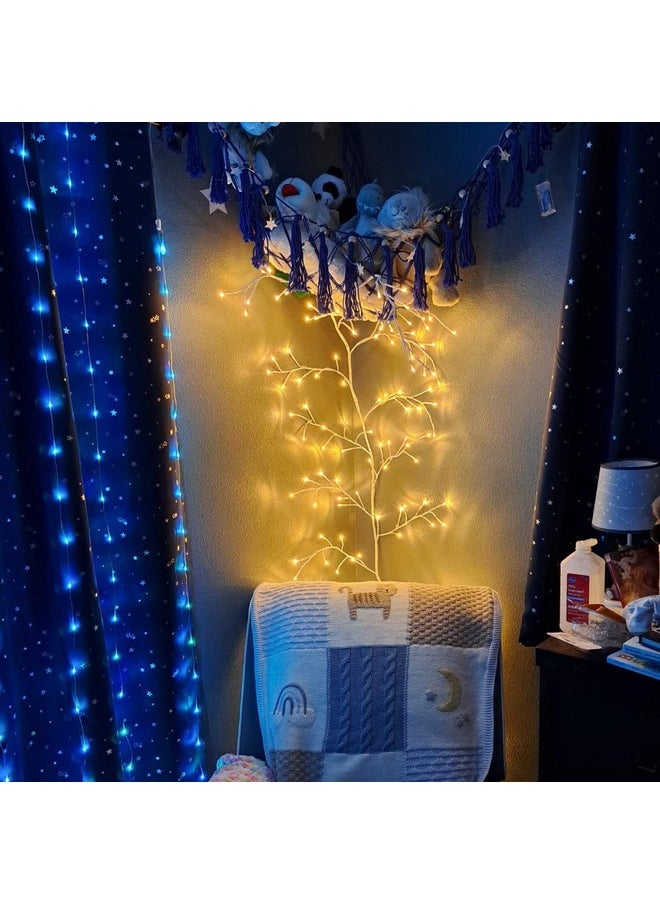 أس زي ميني ليد أضواء شجرة الصفصاف الساحرة من SZMiNiLED، هدية عيد الميلاد، 144 مصباح LED، شجيرات كروم مرنة DIY مع فروع مضاءة باللون الأبيض، شجيرات كروم صناعية متلألئة مضاءة بطول 7.9 قدم لتزيين الحائط وغرفة النوم وغرفة المعيشة (قطعة واحدة)  - Image 3