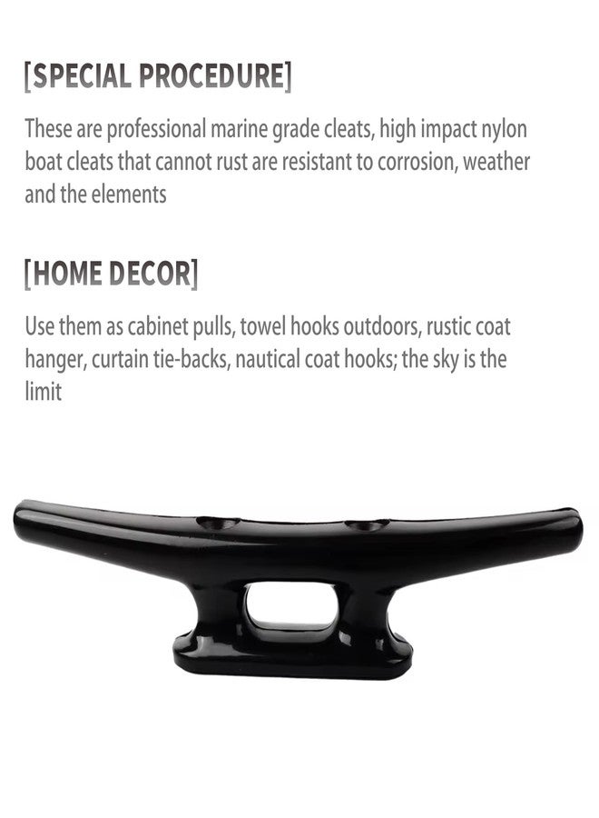 Laorde Nylon Boat Cleats Black, 4"/5"/6"/8", Marine Grade Dock Cleats for Rope, Kayak, Mooring, Canoe, Maritime Decor, Tie Down (8 inch 4 Pack) - Image 3