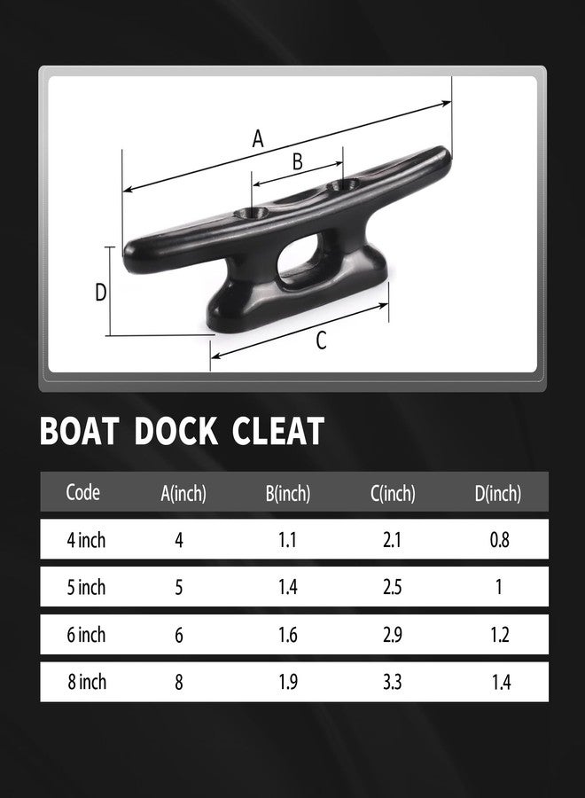 Laorde Nylon Boat Cleats Black, 4"/5"/6"/8", Marine Grade Dock Cleats for Rope, Kayak, Mooring, Canoe, Maritime Decor, Tie Down (8 inch 4 Pack) - Image 5