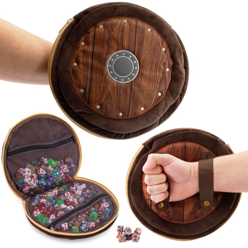 CASEMATIX Wearable Dice Shield Case for Up To 300 Dice with 7 Included RPG Dice - 10.25" Soft Roleplaying Dice Storage & Travel Dice Case with Netted Internal Zipper Pouches - Image 1