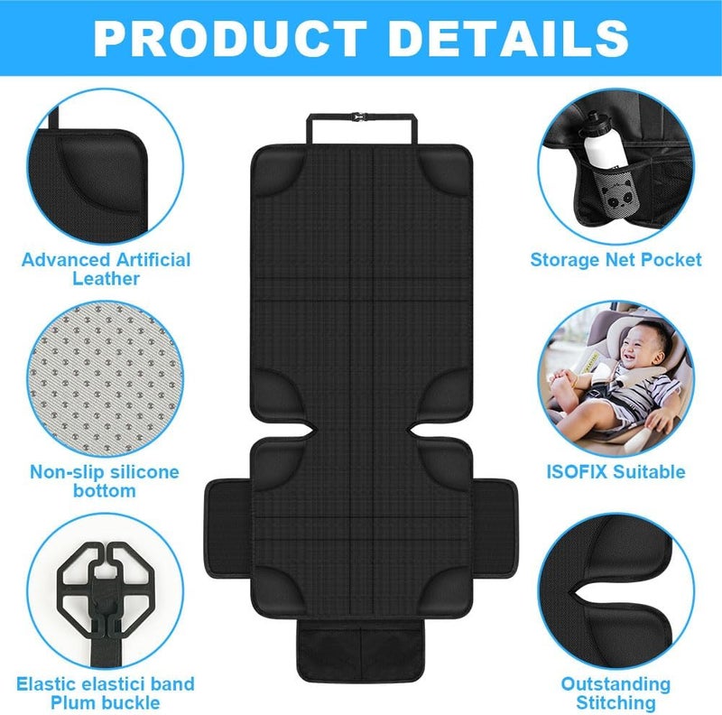 HOTUT Child Seat Pad - Non-Slip Water-Repellent Car Seat Protector with Mesh Pockets - Image 3