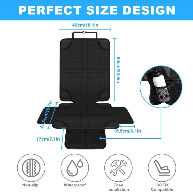 HOTUT Child Seat Pad - Non-Slip Water-Repellent Car Seat Protector with Mesh Pockets - Image 2