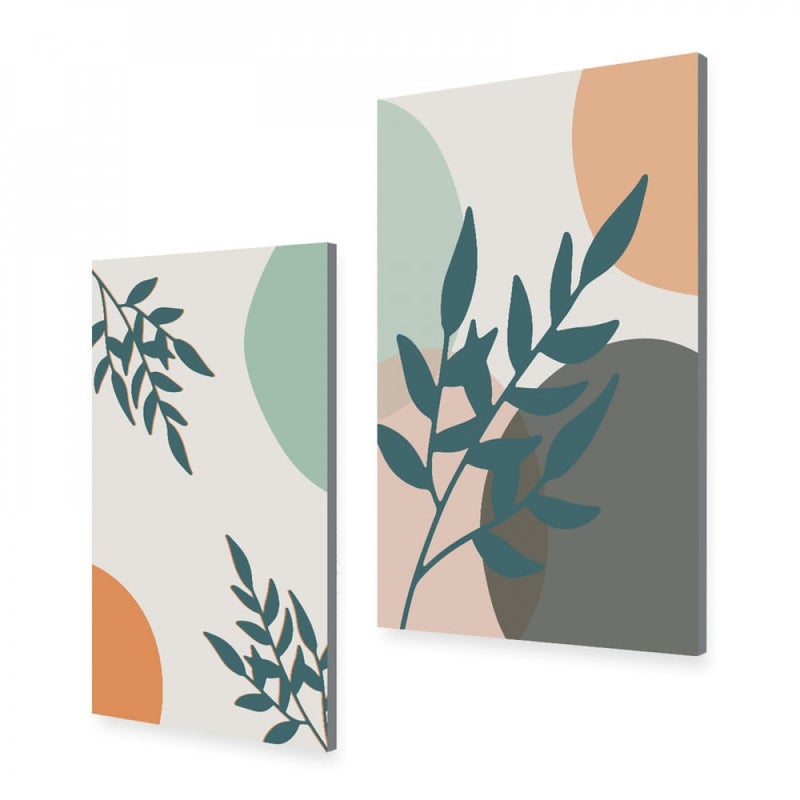 Marktna A double canvas painting with a modern design and a plant pattern, measuring 80 x 60 cm. - Image 2